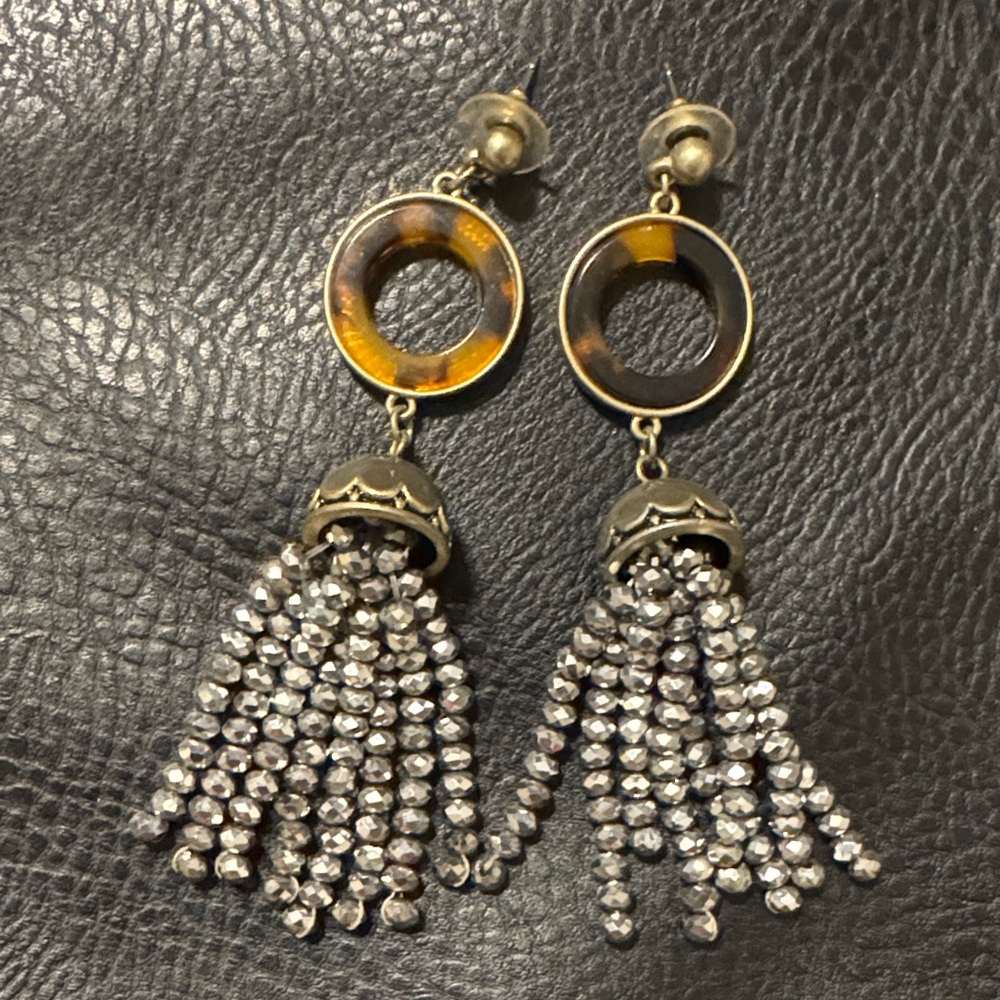 Elegant Silver and Gold Tassel Earrings